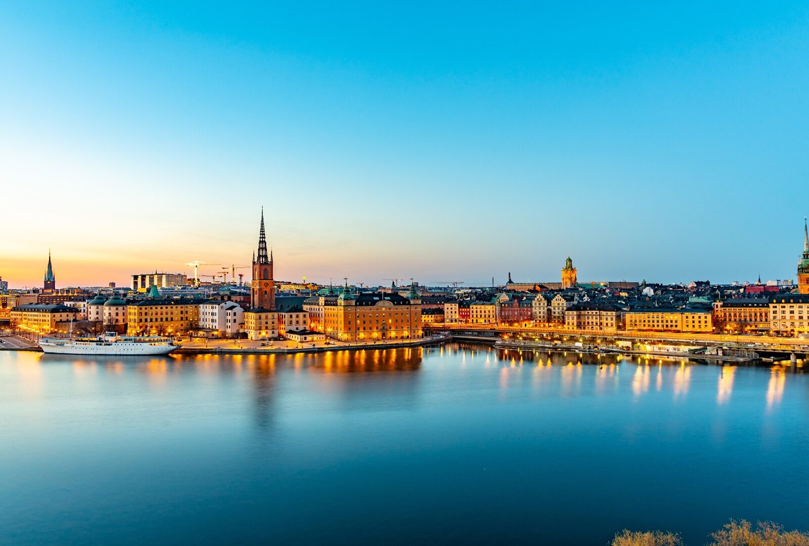 Sunset,View,Of,Gamla,Stan,In,Stockholm,From,Sodermalm,Island,